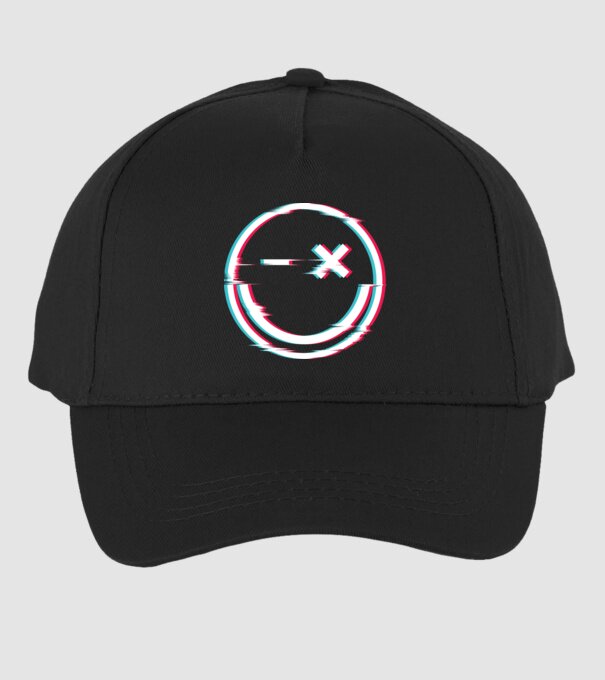 Smile glitch neon tiktok style model negru pe tricou