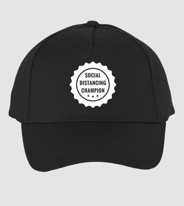 Social distancing champion model negru pe tricou