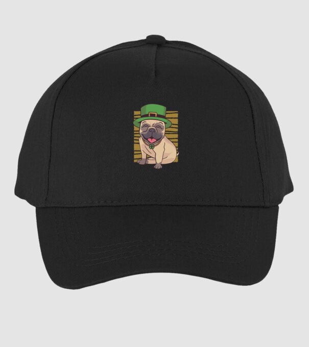Sfântul Patrick Mops model negru pe tricou