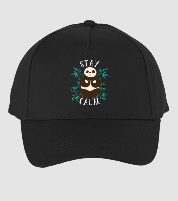 Stay Calm Panda meditație model negru pe tricou