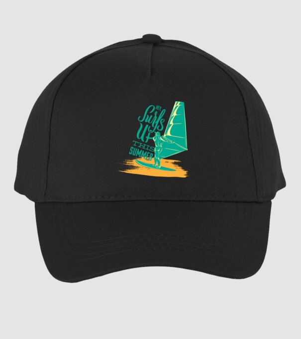 Surfs up this summer model negru pe tricou