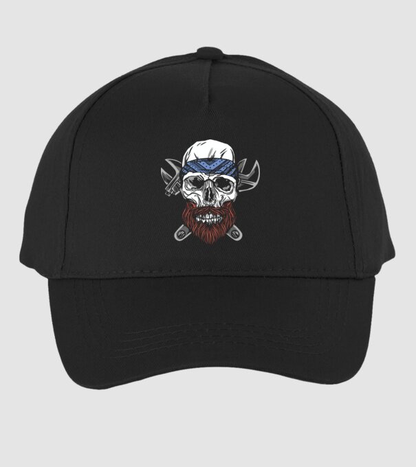 Craniu Instalator Barbă model negru pe tricou