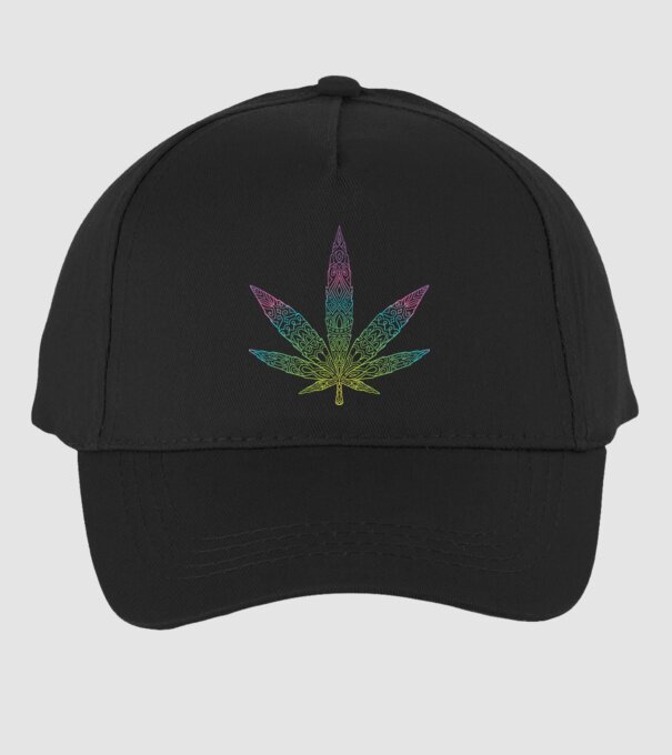 Frunză colorată de marijuana model negru pe tricou