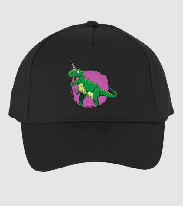 T-rex unicorn model negru pe tricou