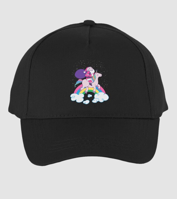 Moș Crăciun Unicorn model negru pe tricou