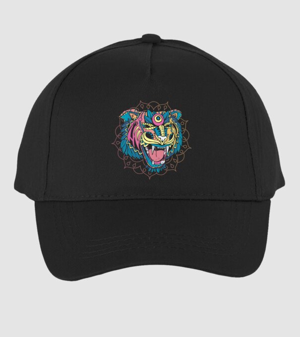 Tigru Mandala model negru pe tricou