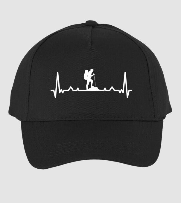 Drumeții Ritm cardiac ECG model negru pe tricou