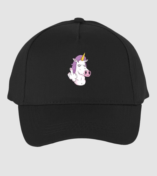 Unicorn arată degetul model negru pe tricou