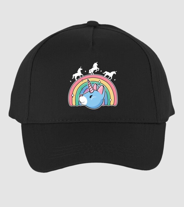Pisică Unicorn model negru pe tricou