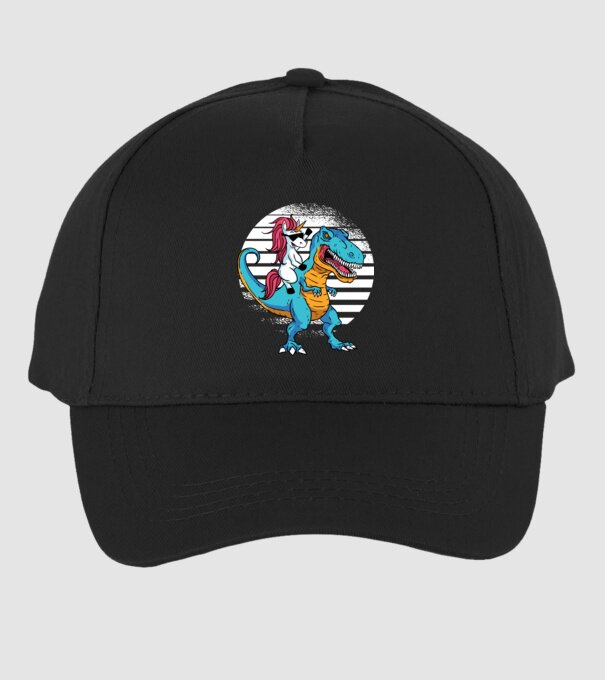 Unicorn cu dinozaur tricou amuzant model negru pe tricou