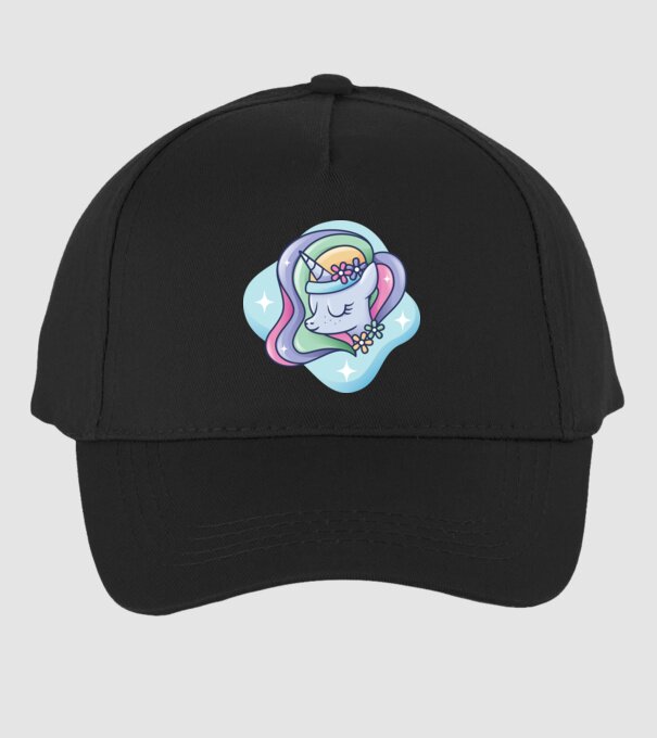 Cap de unicorn model negru pe tricou