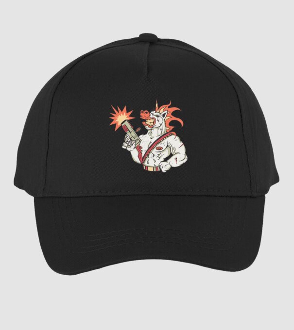 Unicorn Războinic model negru pe tricou