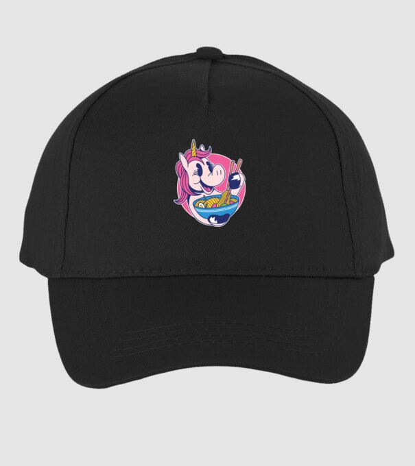 Unicorn Ramen model negru pe tricou