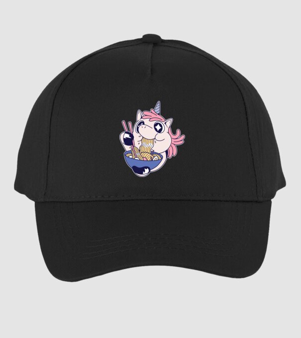 Unicorn Ramen model negru pe tricou