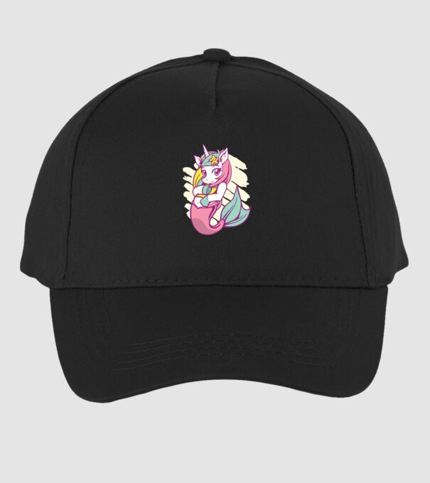Unicorn Sirenă model negru pe tricou
