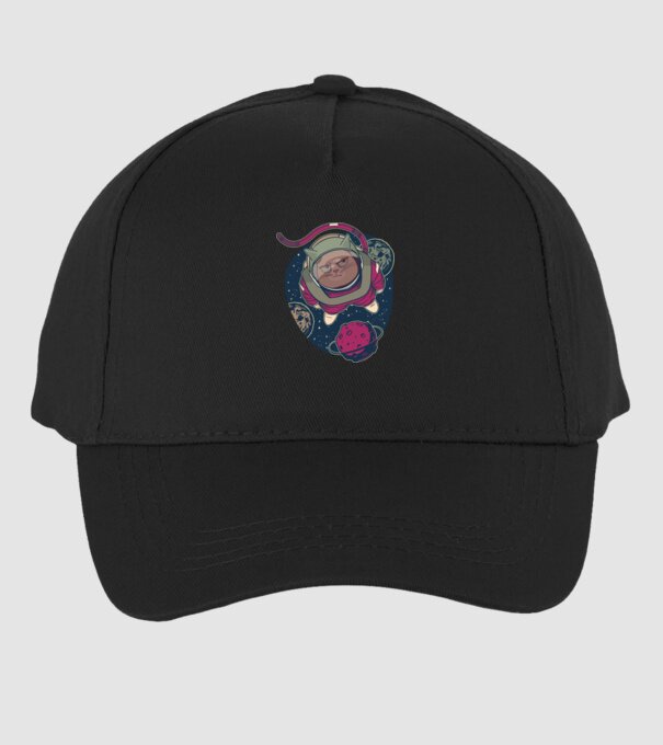 Pisică Astronaut model negru pe tricou