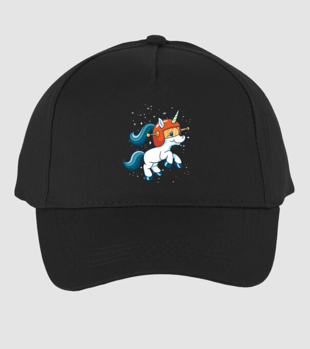 Unicorn Astronaut model negru pe tricou