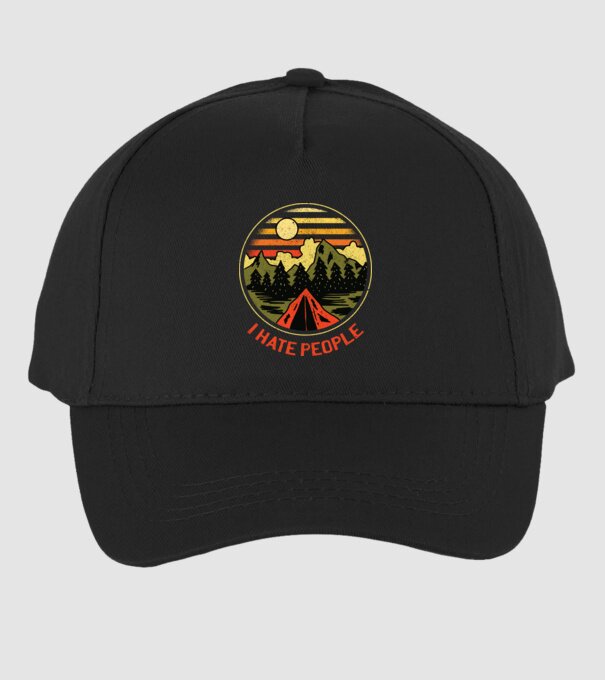 Urăsc oamenii tricou de camping model negru pe tricou