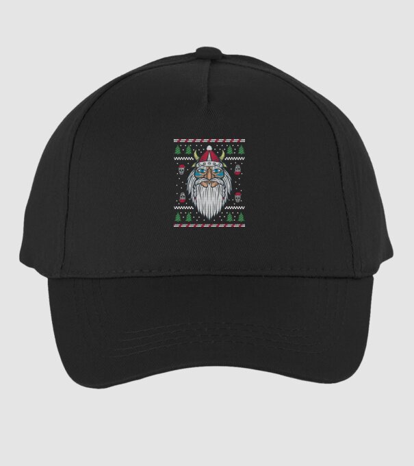 Moș Crăciun viking Pulover urât model negru pe tricou