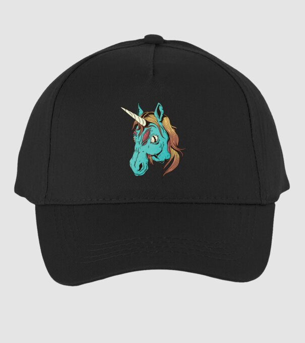 Unicorn Zombie model negru pe tricou