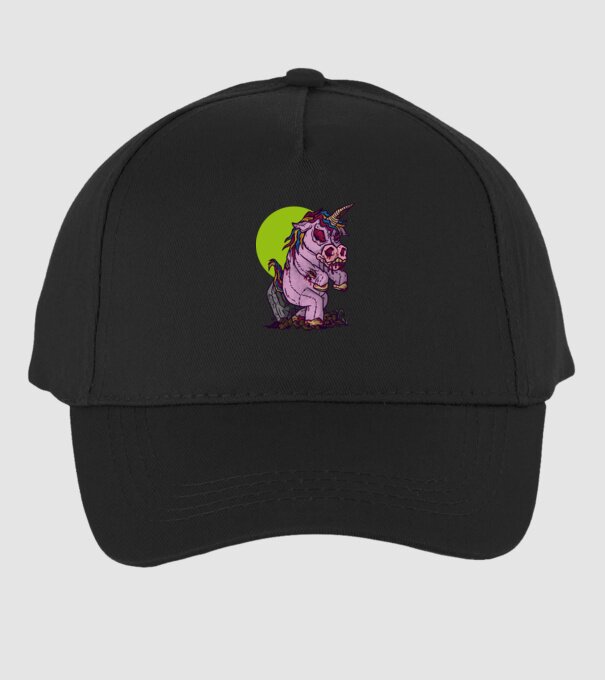 Zombie unicorn model negru pe tricou