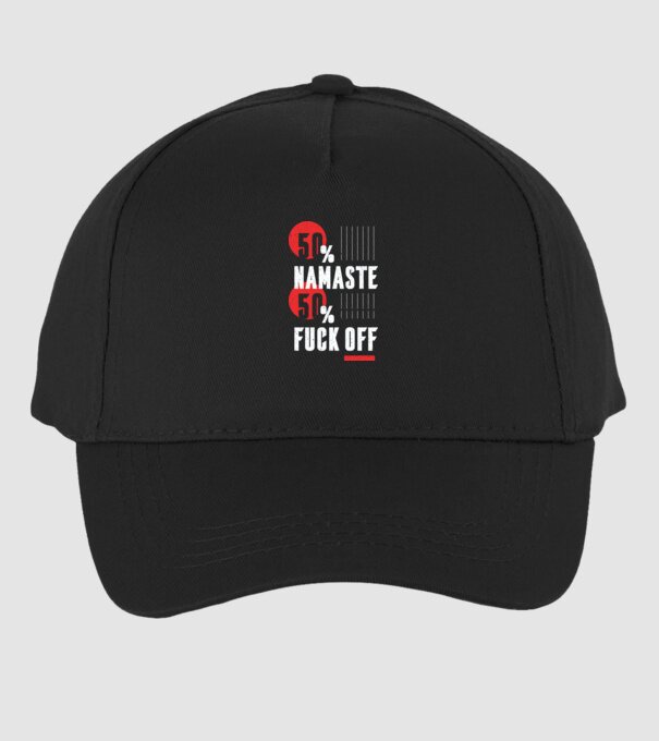 50 Namaste, 50 Fuck Off model negru pe tricou