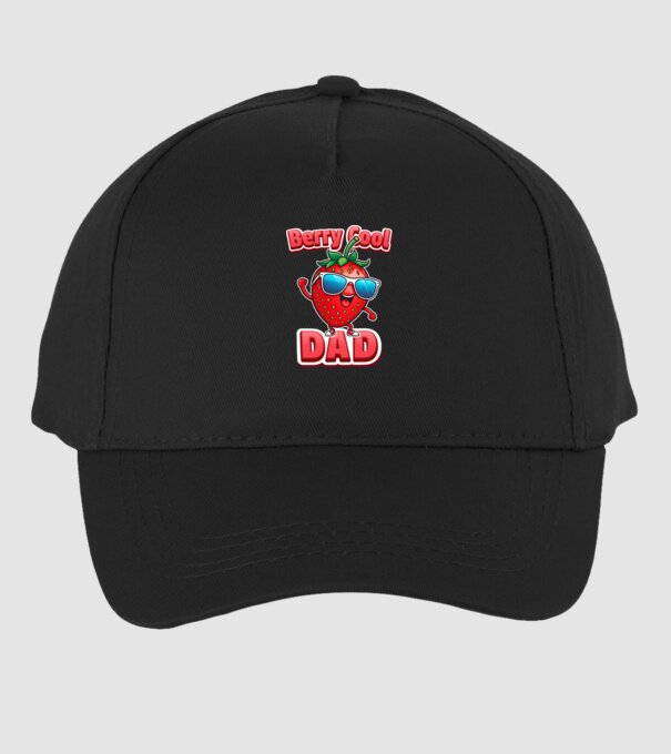 Berry Cool Dad Strawberry model negru pe tricou