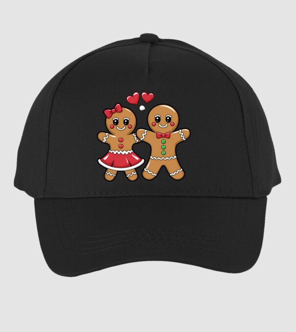 cuplu de turtă dulce în dragoste model negru pe tricou
