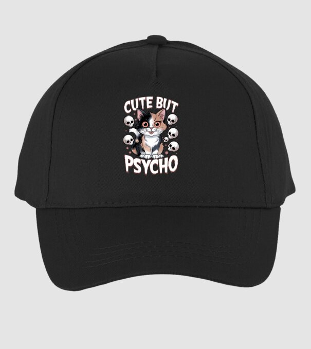 Cute, but Psycho pisică Negru model negru pe tricou