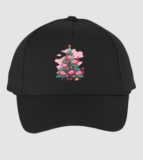 flamingo pom de Crăciun model negru pe tricou
