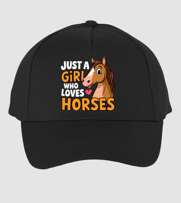 Just a girl who loves horses Negru model negru pe tricou