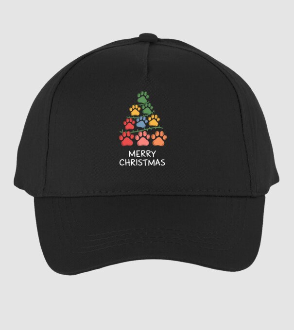 Merry Christmas Paws Negru model negru pe tricou