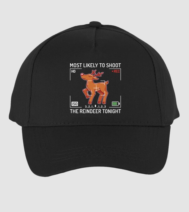 Most likely to shoot the reindeer tonight model negru pe tricou