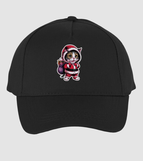 Santa Cat model negru pe tricou