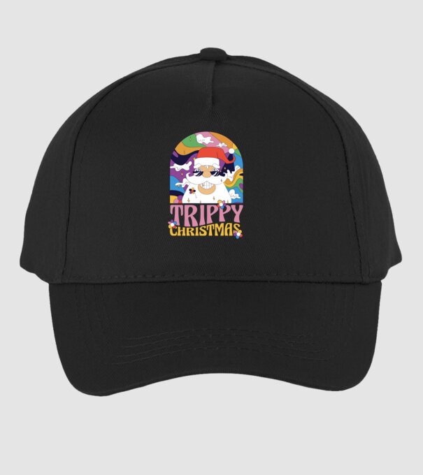 Trippy Christmas model negru pe tricou