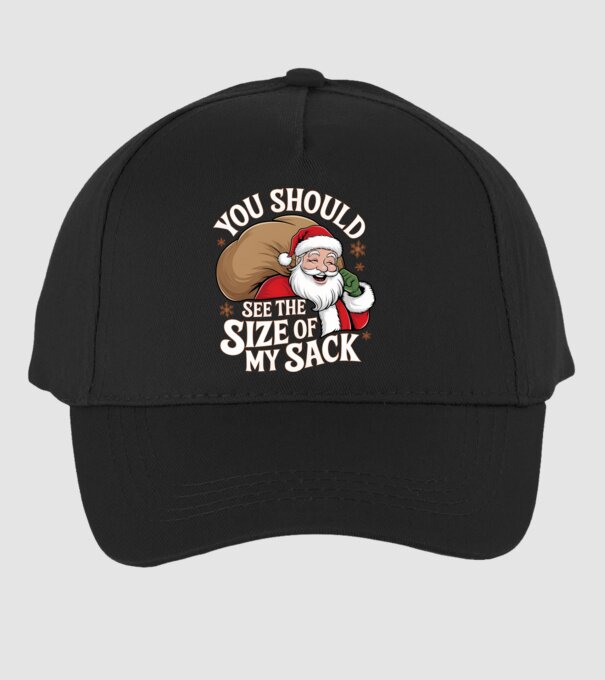 You Should See The Size Of My Sack Santa model negru pe tricou
