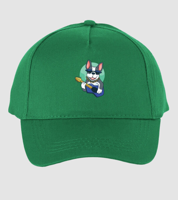 Bulldog Chitarist model verde pe tricou