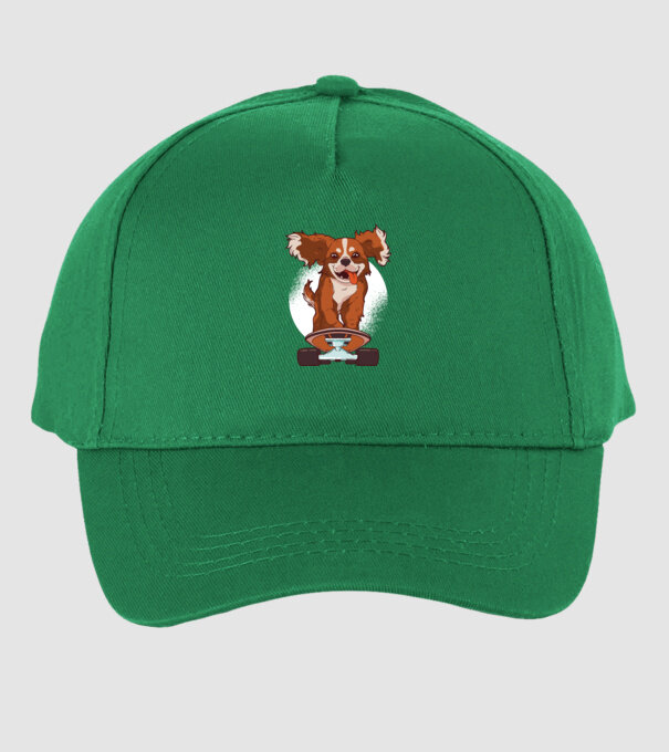 Skateboarding Cavalier King Spaniel model verde pe tricou