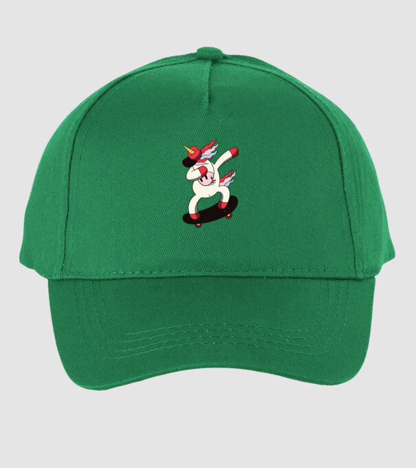 Skateboarder Unicorn DAB model verde pe tricou