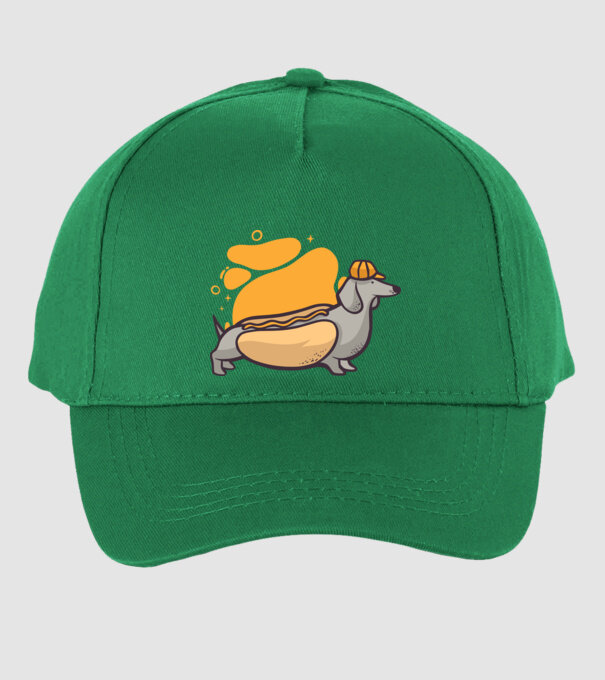 Teckel Hot dog model verde pe tricou