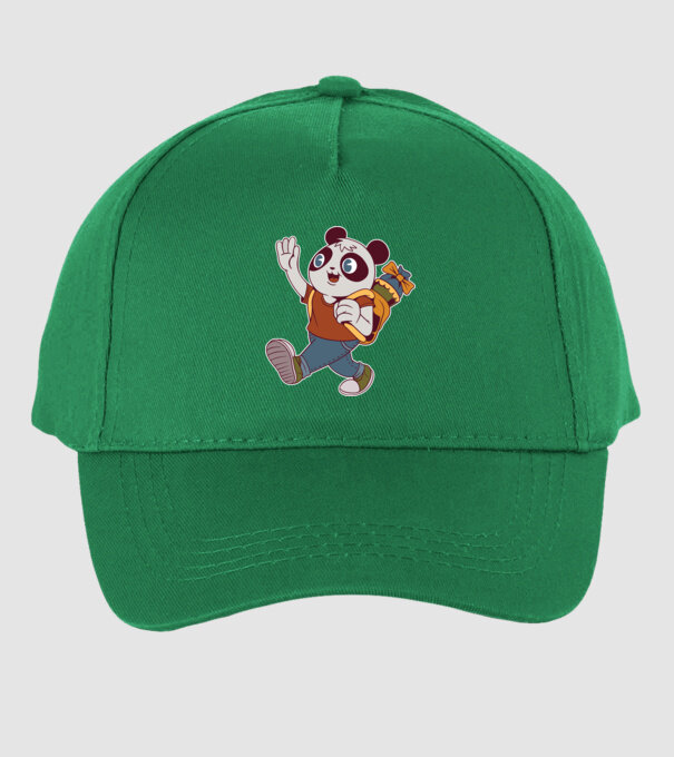 Panda școlar model verde pe tricou