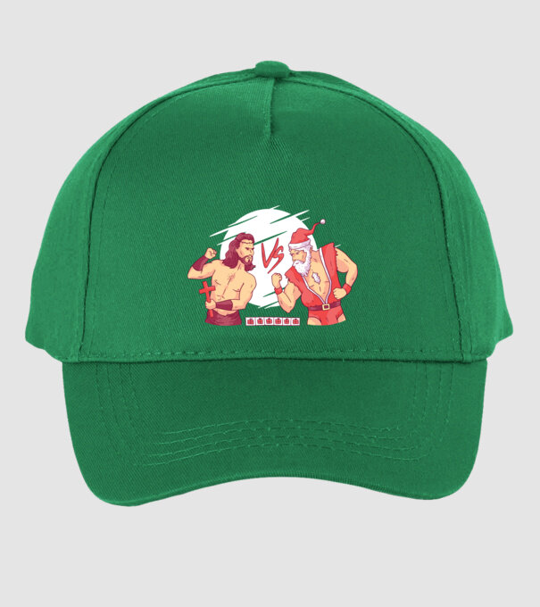 Isus vs Moș Crăciun Street Fighter tricou amuzant Crăciun model verde pe tricou