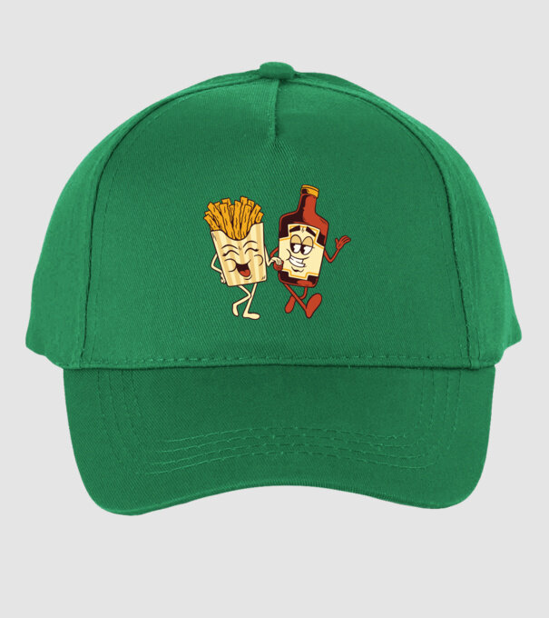 Ketchup + cartofi prăjiți model verde pe tricou