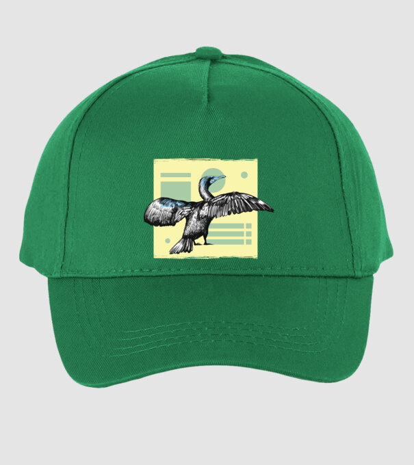 Pasăre cormoran model verde pe tricou