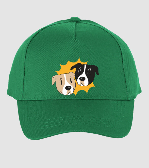 Capete de câini model verde pe tricou