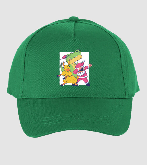 Moș Crăciun Llama T-rex DAB pentru Crăciun model verde pe tricou