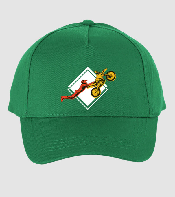 Săritură motocicletă model verde pe tricou