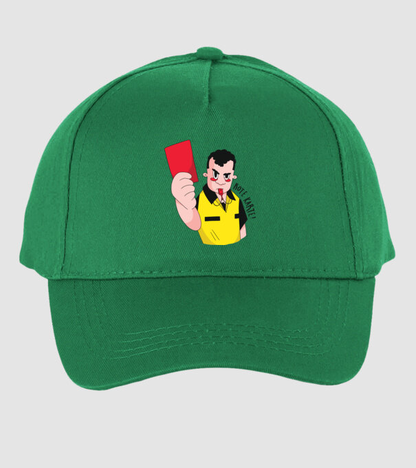 Cartonaș roșu model verde pe tricou