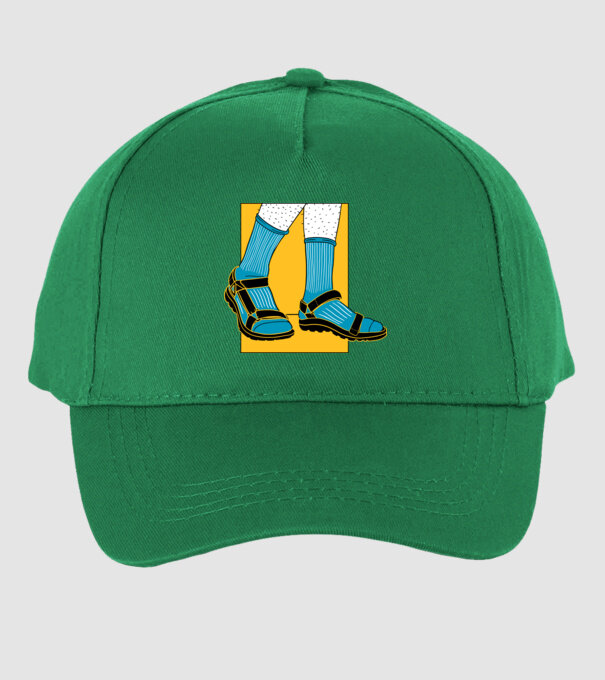 Sandale cu șosete model verde pe tricou