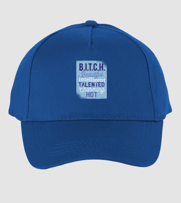 B.I.T.C.H. - Tricou cu inscripție amuzantă model albastru regal pe tricou